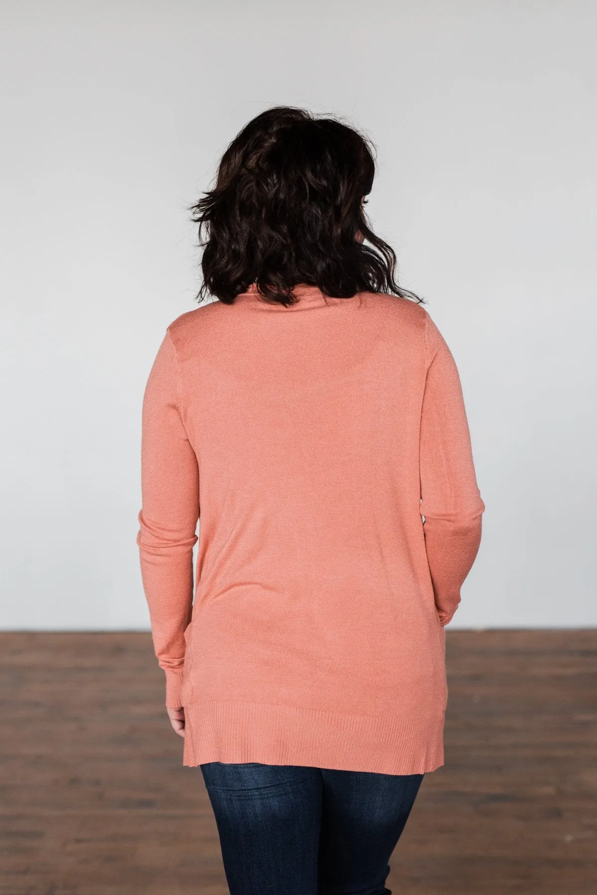 Light Weight Open Front Cardigan- Dusty Coral