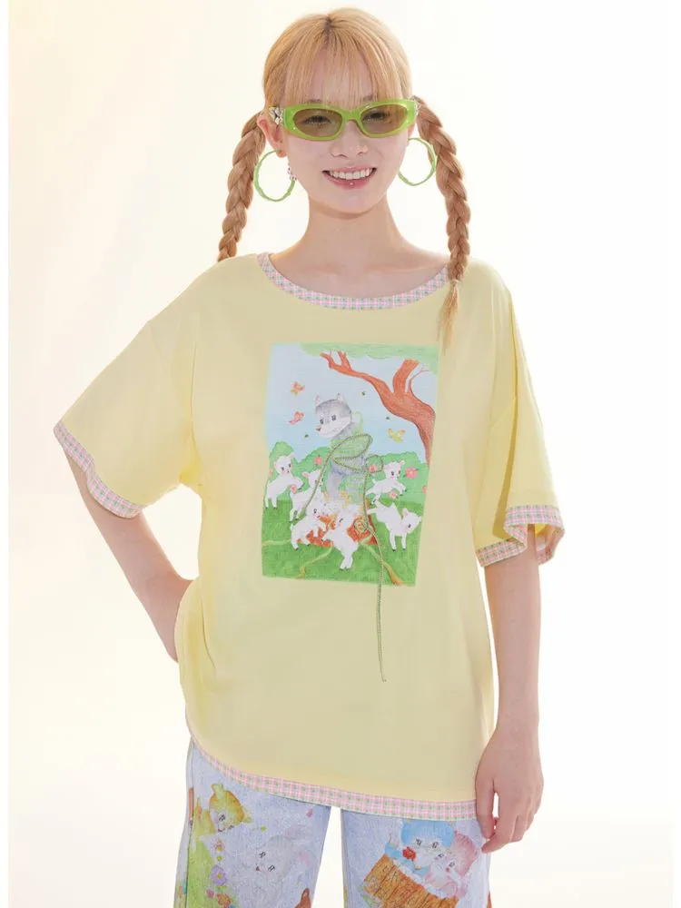 light yellow patch T-shirt