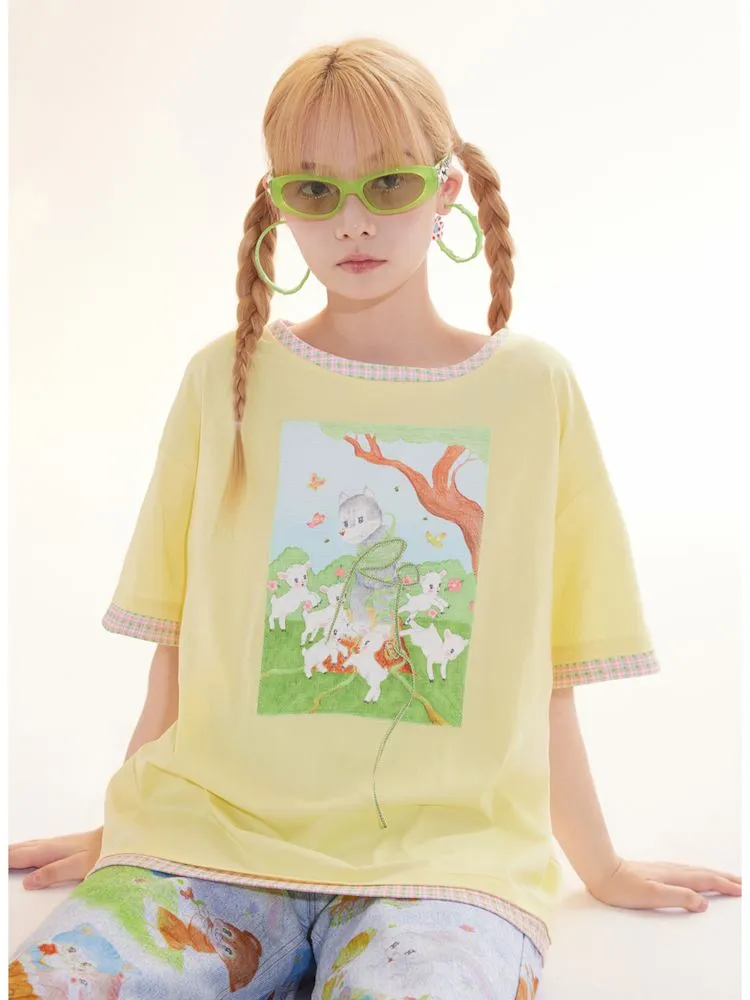 light yellow patch T-shirt