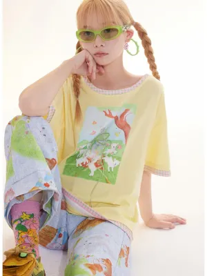 light yellow patch T-shirt