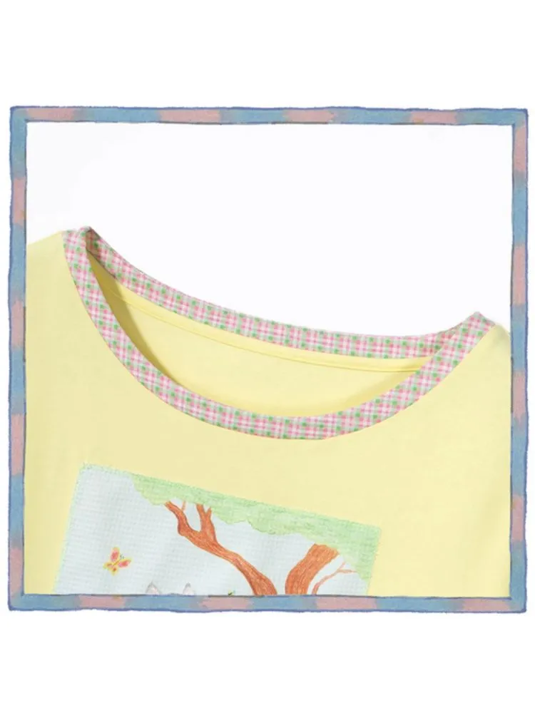 light yellow patch T-shirt