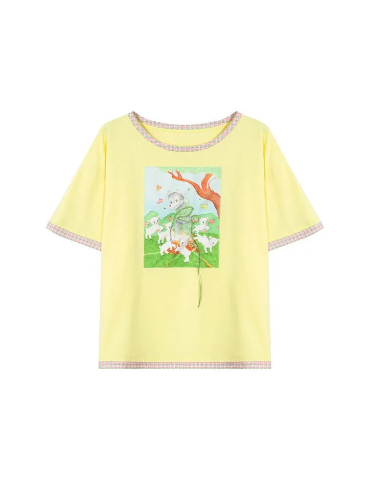 light yellow patch T-shirt