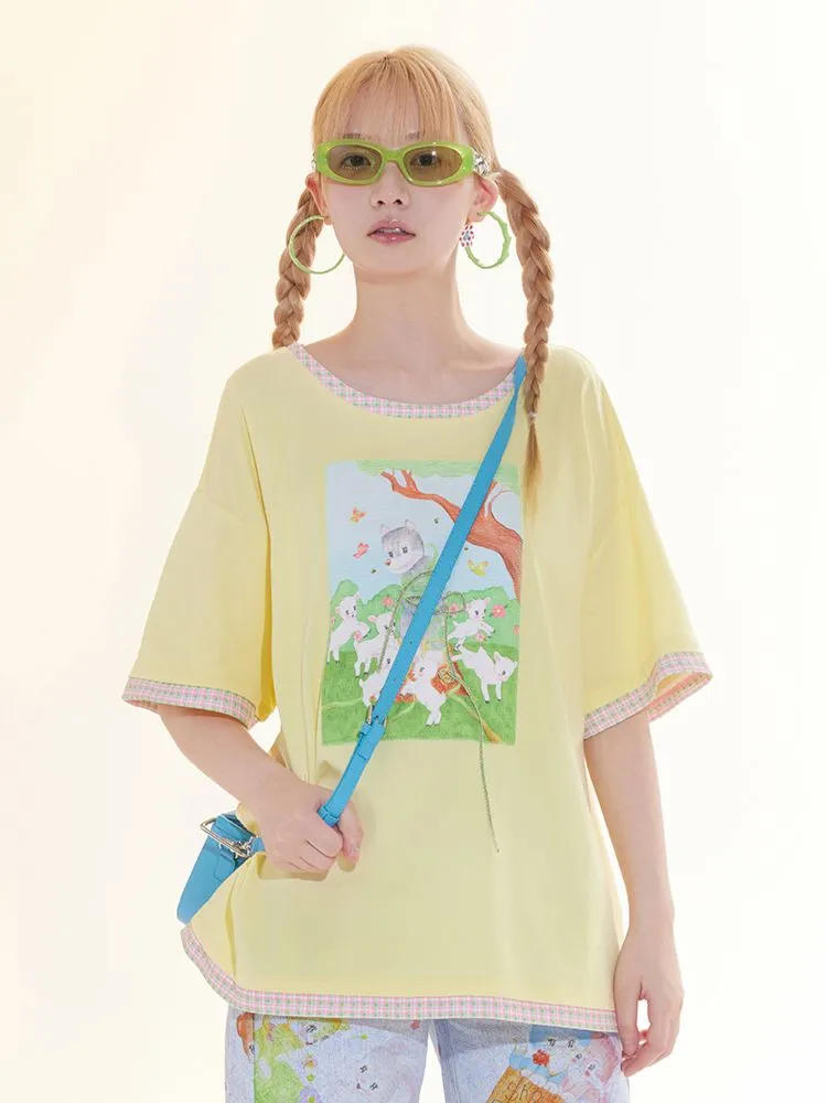 light yellow patch T-shirt