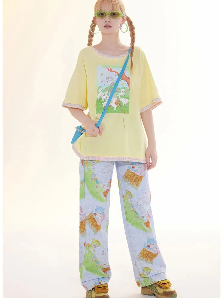 light yellow patch T-shirt