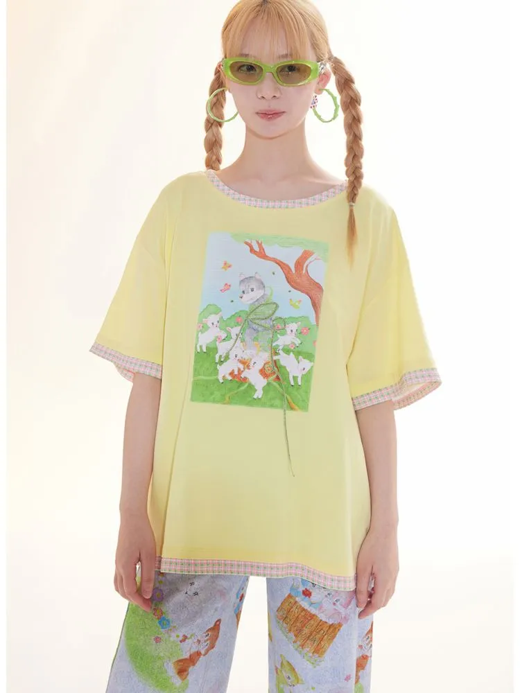 light yellow patch T-shirt