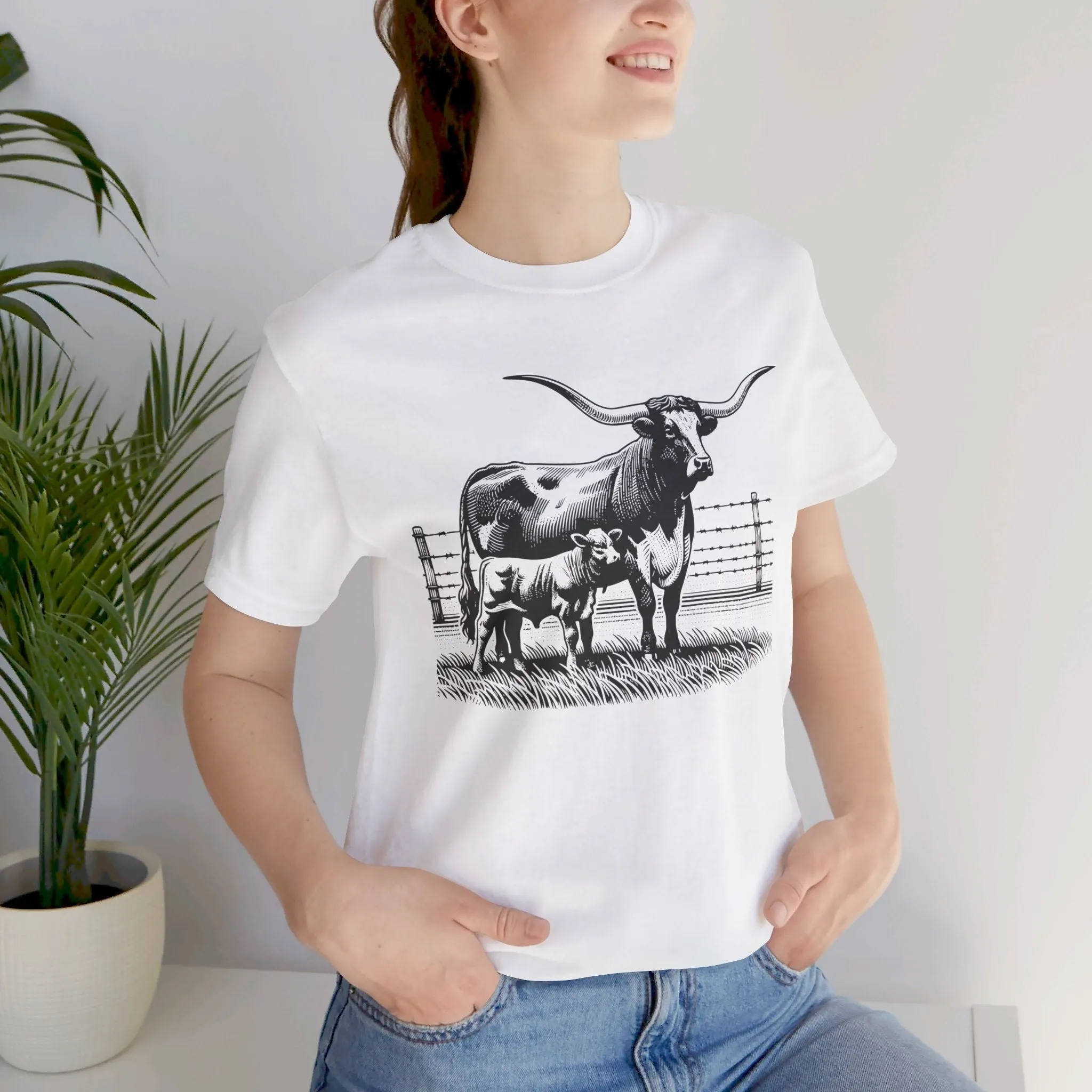 Longhorn Tee, Longhorn Shirt, Longhorn Cattle, Jersey Short Sleeve Tee, Western Shirt, Eat Beef