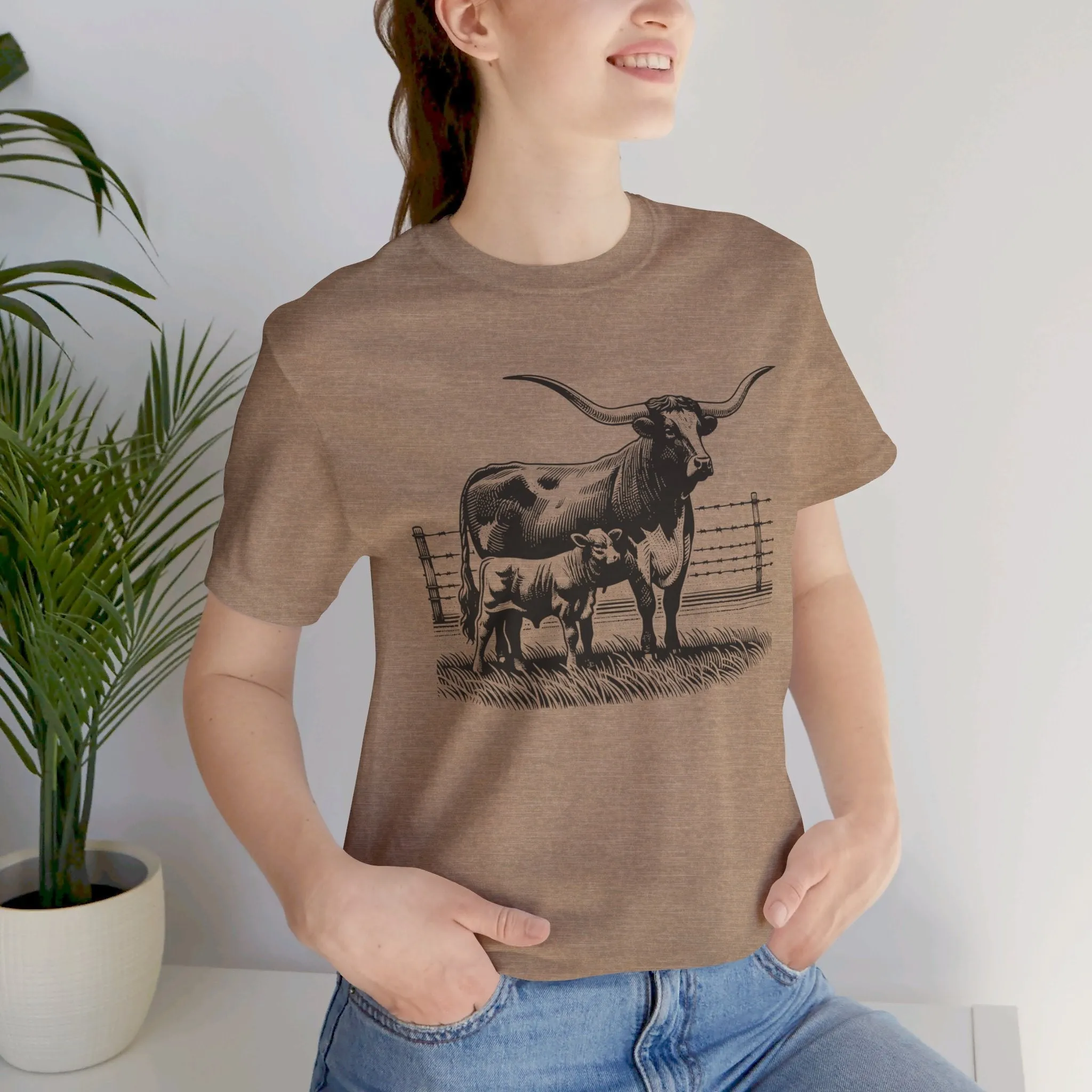 Longhorn Tee, Longhorn Shirt, Longhorn Cattle, Jersey Short Sleeve Tee, Western Shirt, Eat Beef