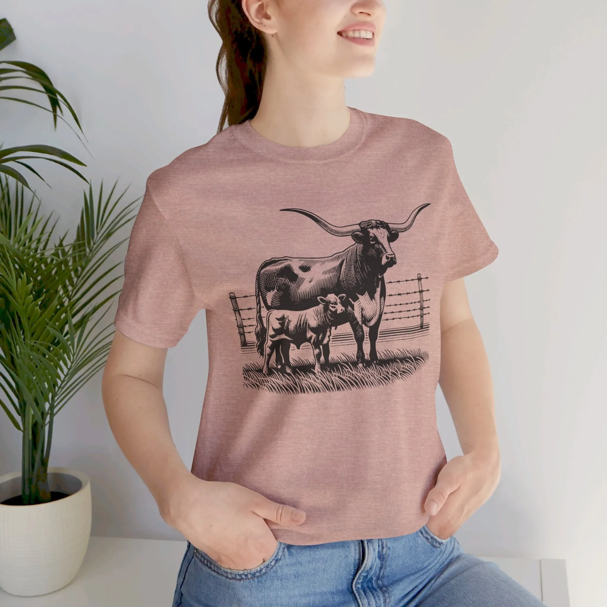 Longhorn Tee, Longhorn Shirt, Longhorn Cattle, Jersey Short Sleeve Tee, Western Shirt, Eat Beef
