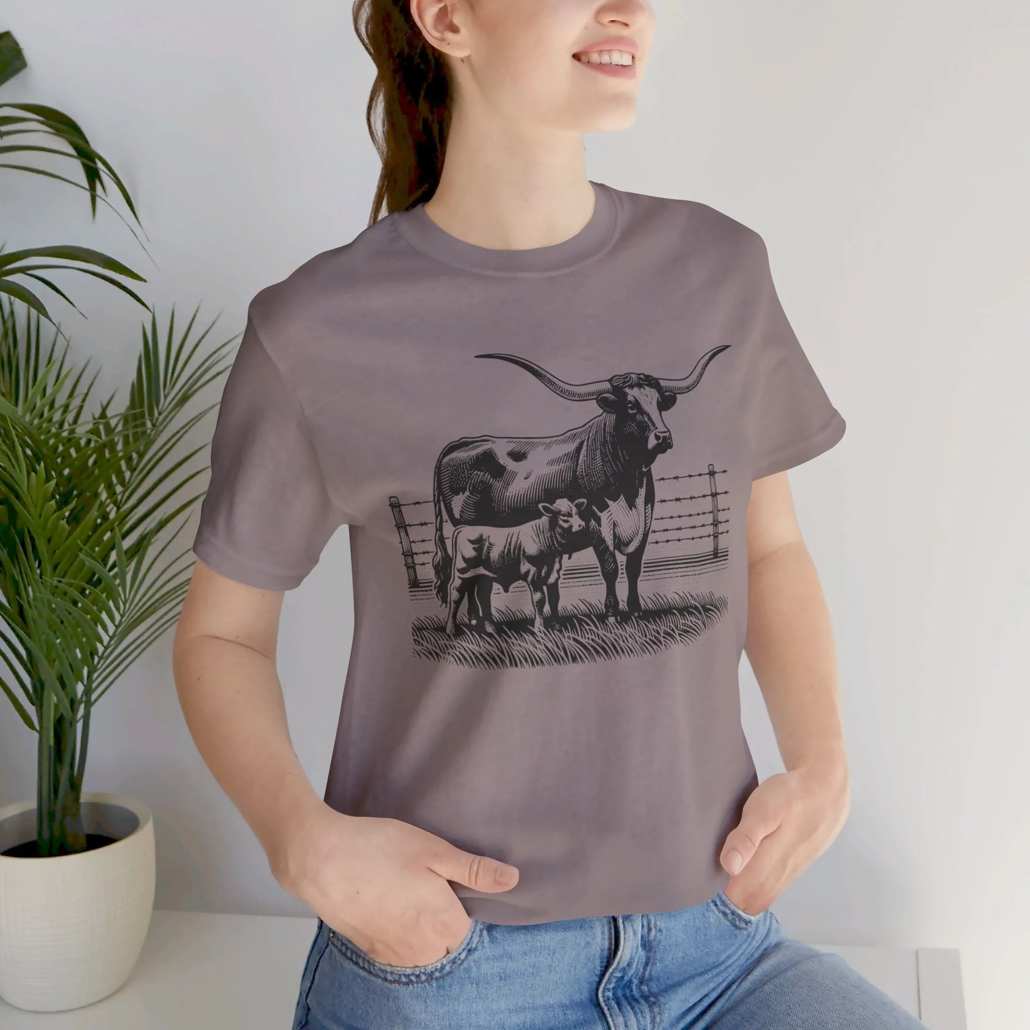 Longhorn Tee, Longhorn Shirt, Longhorn Cattle, Jersey Short Sleeve Tee, Western Shirt, Eat Beef