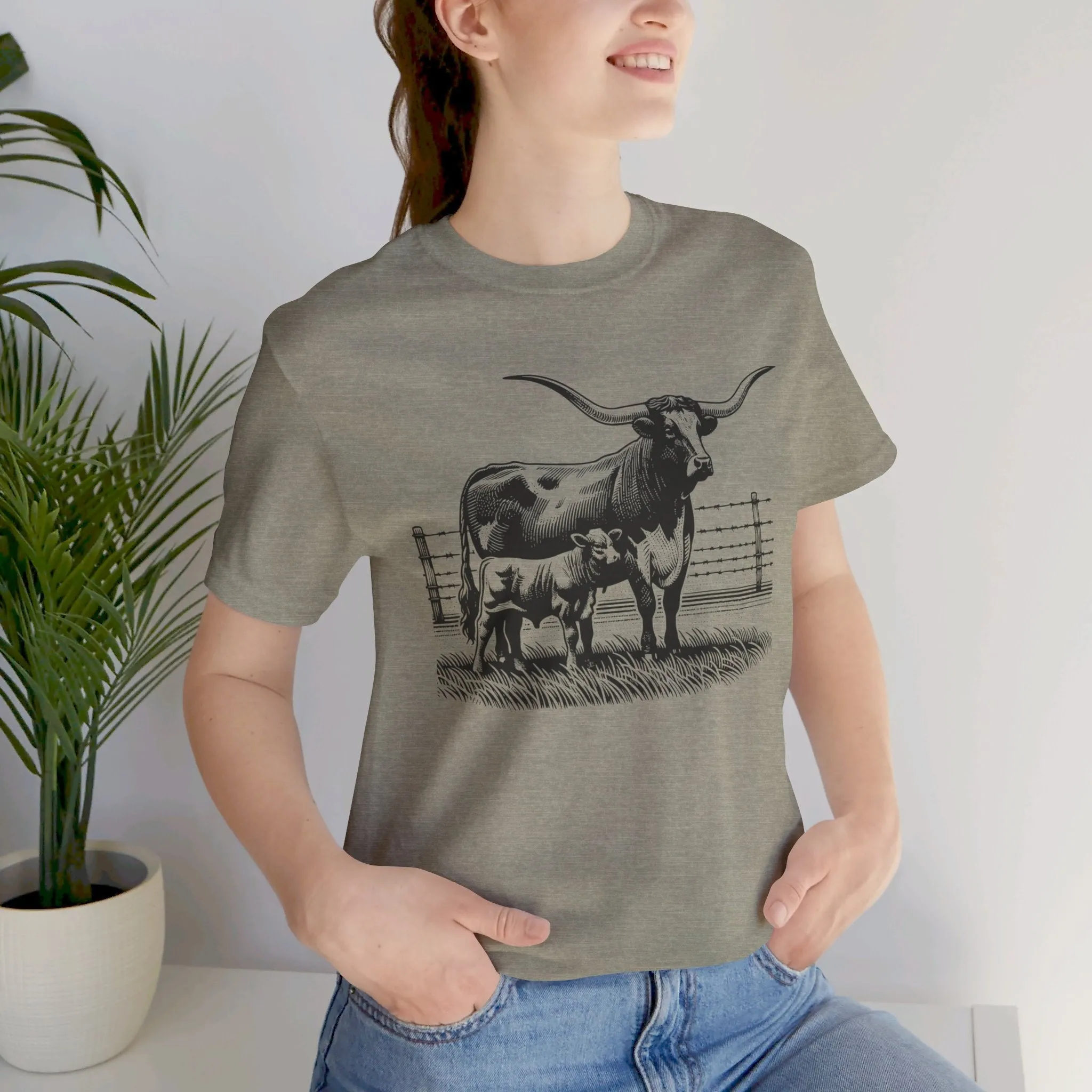 Longhorn Tee, Longhorn Shirt, Longhorn Cattle, Jersey Short Sleeve Tee, Western Shirt, Eat Beef