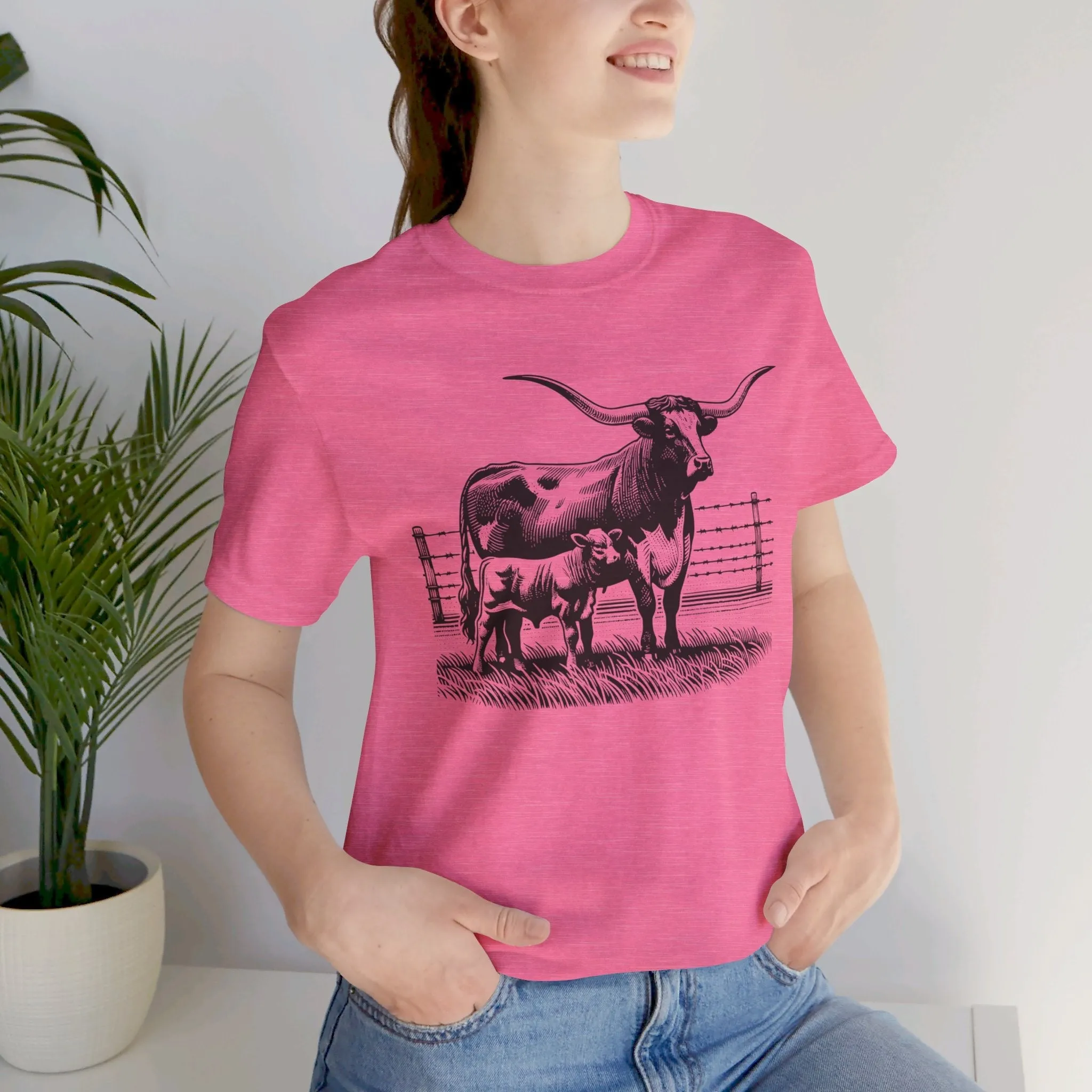 Longhorn Tee, Longhorn Shirt, Longhorn Cattle, Jersey Short Sleeve Tee, Western Shirt, Eat Beef
