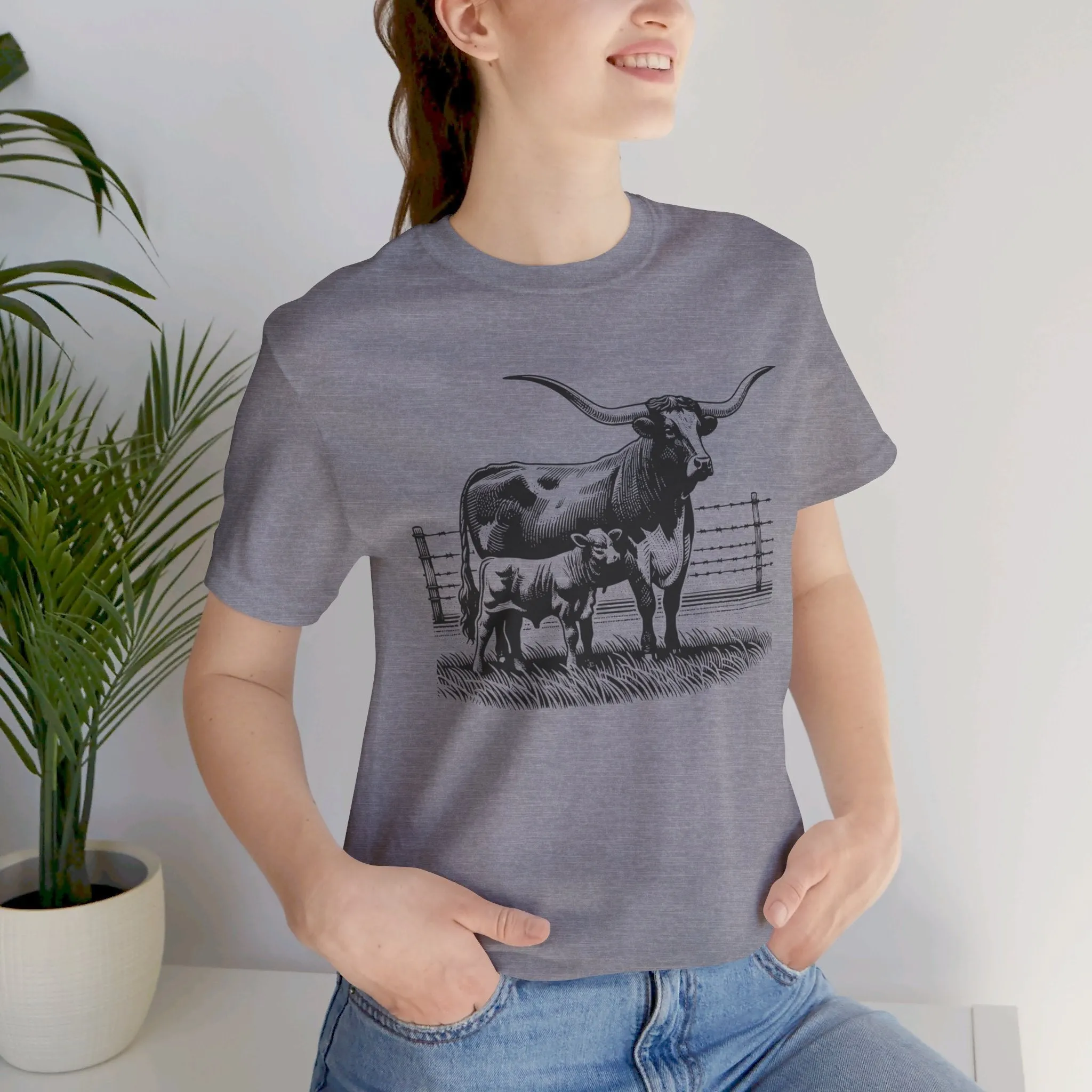 Longhorn Tee, Longhorn Shirt, Longhorn Cattle, Jersey Short Sleeve Tee, Western Shirt, Eat Beef