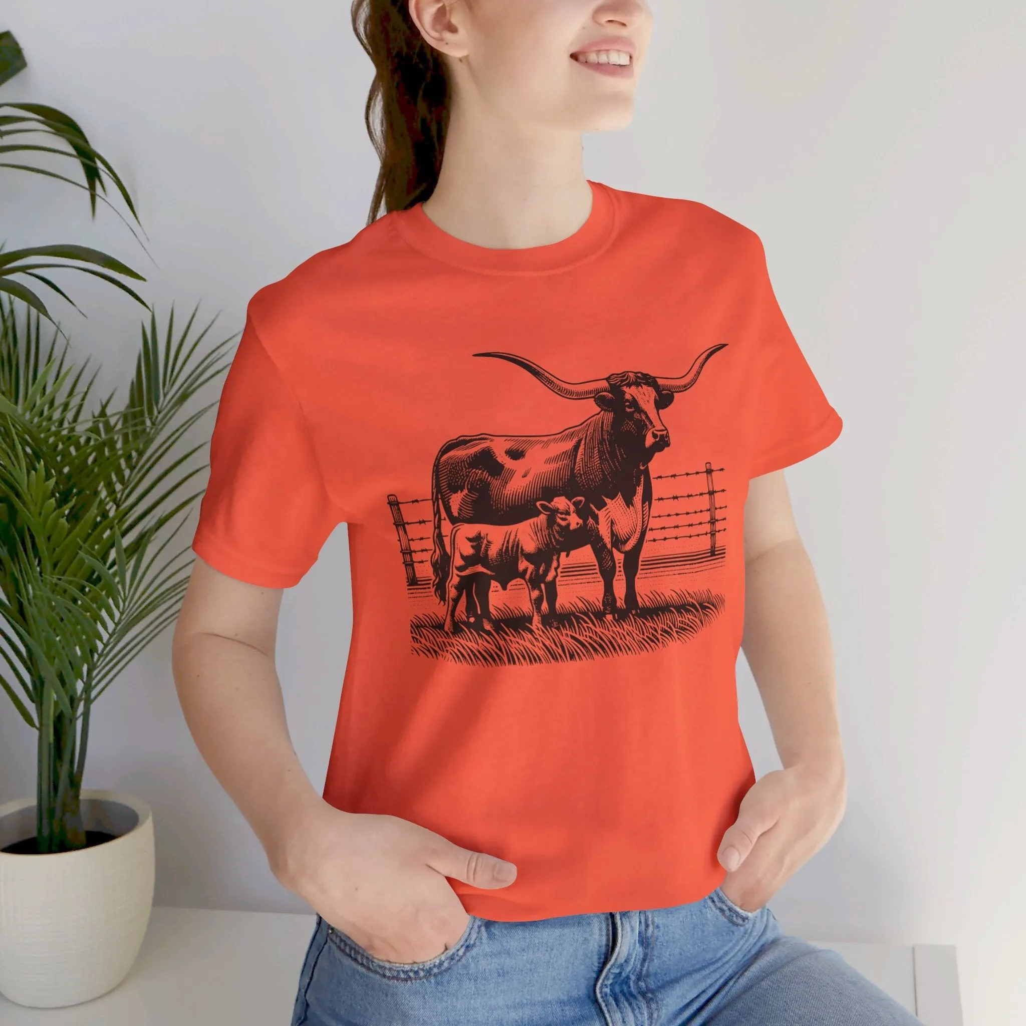 Longhorn Tee, Longhorn Shirt, Longhorn Cattle, Jersey Short Sleeve Tee, Western Shirt, Eat Beef