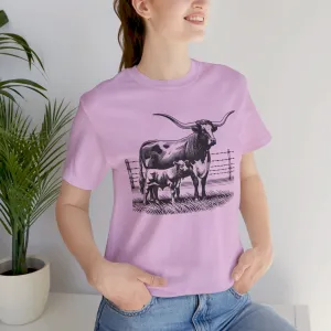 Longhorn Tee, Longhorn Shirt, Longhorn Cattle, Jersey Short Sleeve Tee, Western Shirt, Eat Beef