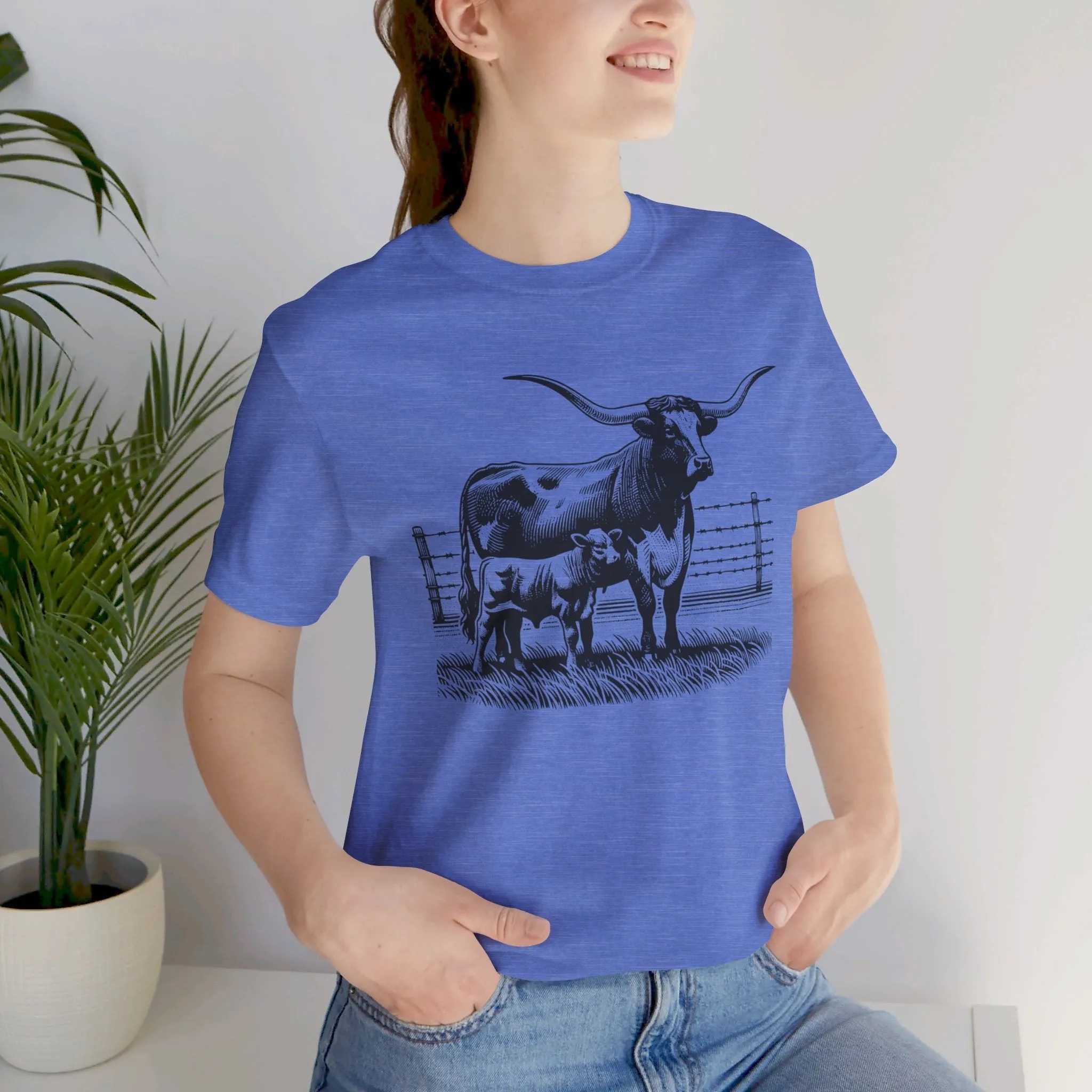 Longhorn Tee, Longhorn Shirt, Longhorn Cattle, Jersey Short Sleeve Tee, Western Shirt, Eat Beef