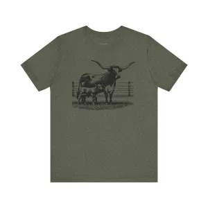 Longhorn Tee, Longhorn Shirt, Longhorn Cow and Calf Shirt, Longhorn, Jersey Short Sleeve Tee, Eat Beef, Heather Color Scheme