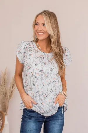 Look How I Feel Floral Top- Light Blue