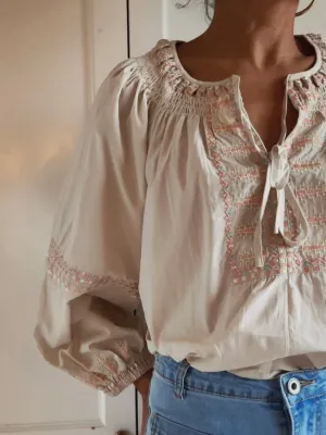 LOOSE TOP WITH DETAILS - BEIGE