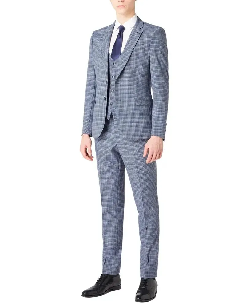 Lucian Check Suit Jacket - Blue