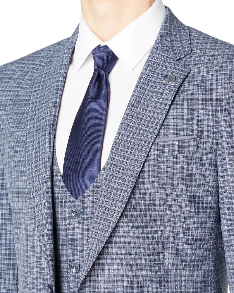 Lucian Check Suit Jacket - Blue