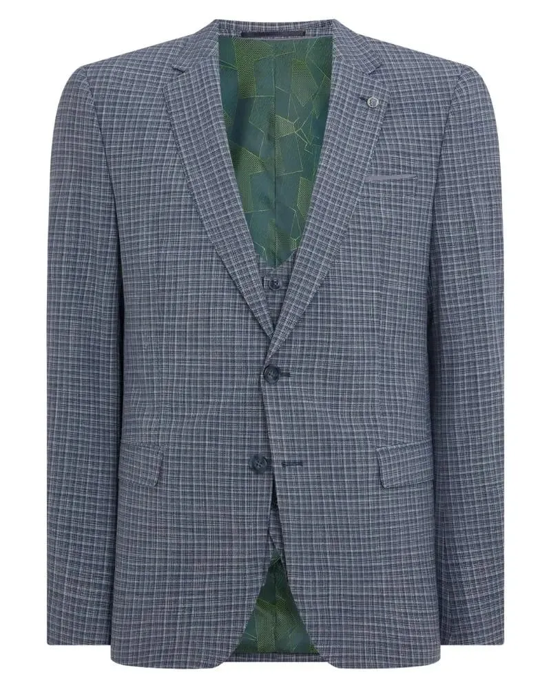 Lucian Check Suit Jacket - Blue