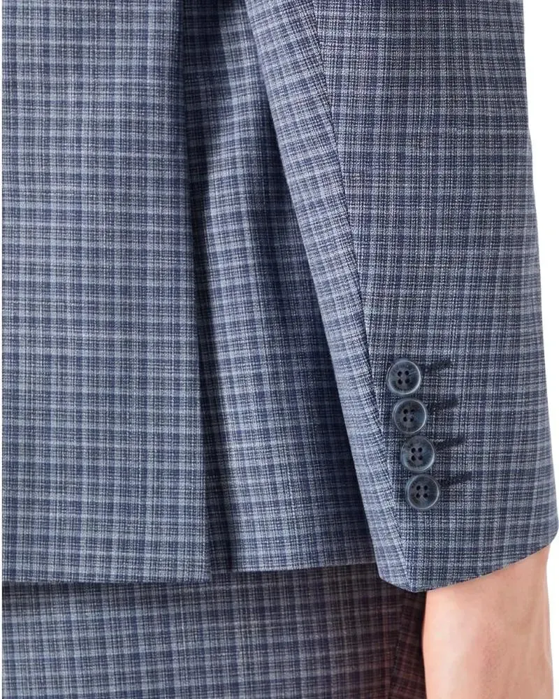 Lucian Check Suit Jacket - Blue