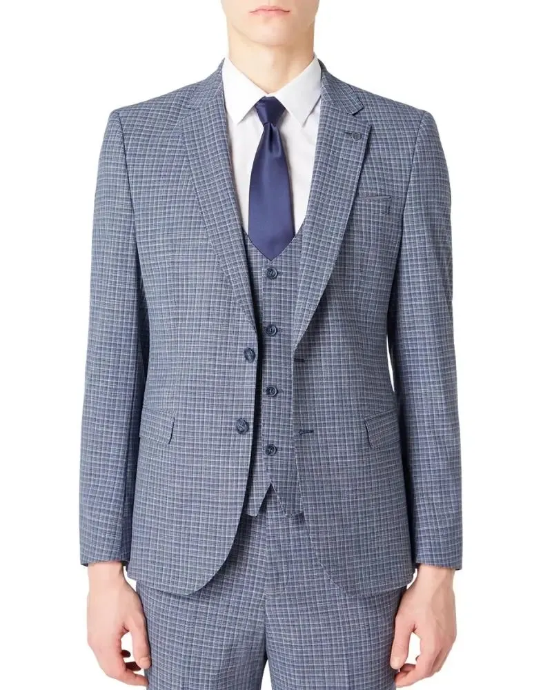 Lucian Check Suit Jacket - Blue