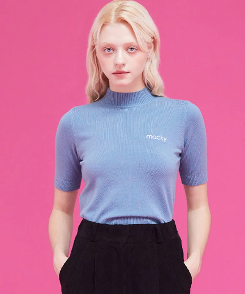 MACKY Golf: Half-Neck Viscose Knit - Sky Blue