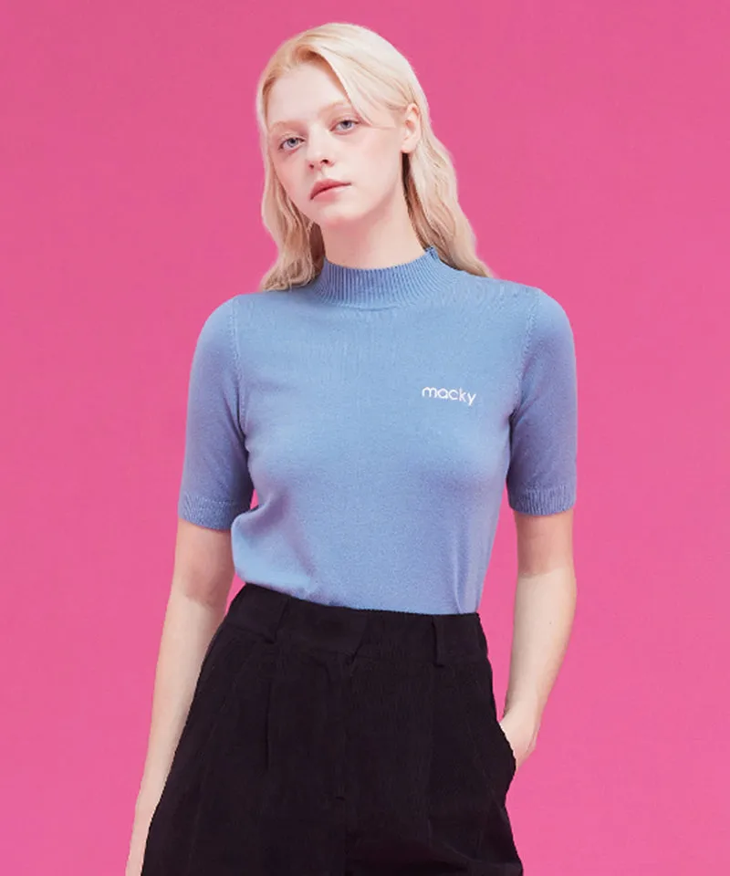 MACKY Golf: Half-Neck Viscose Knit - Sky Blue