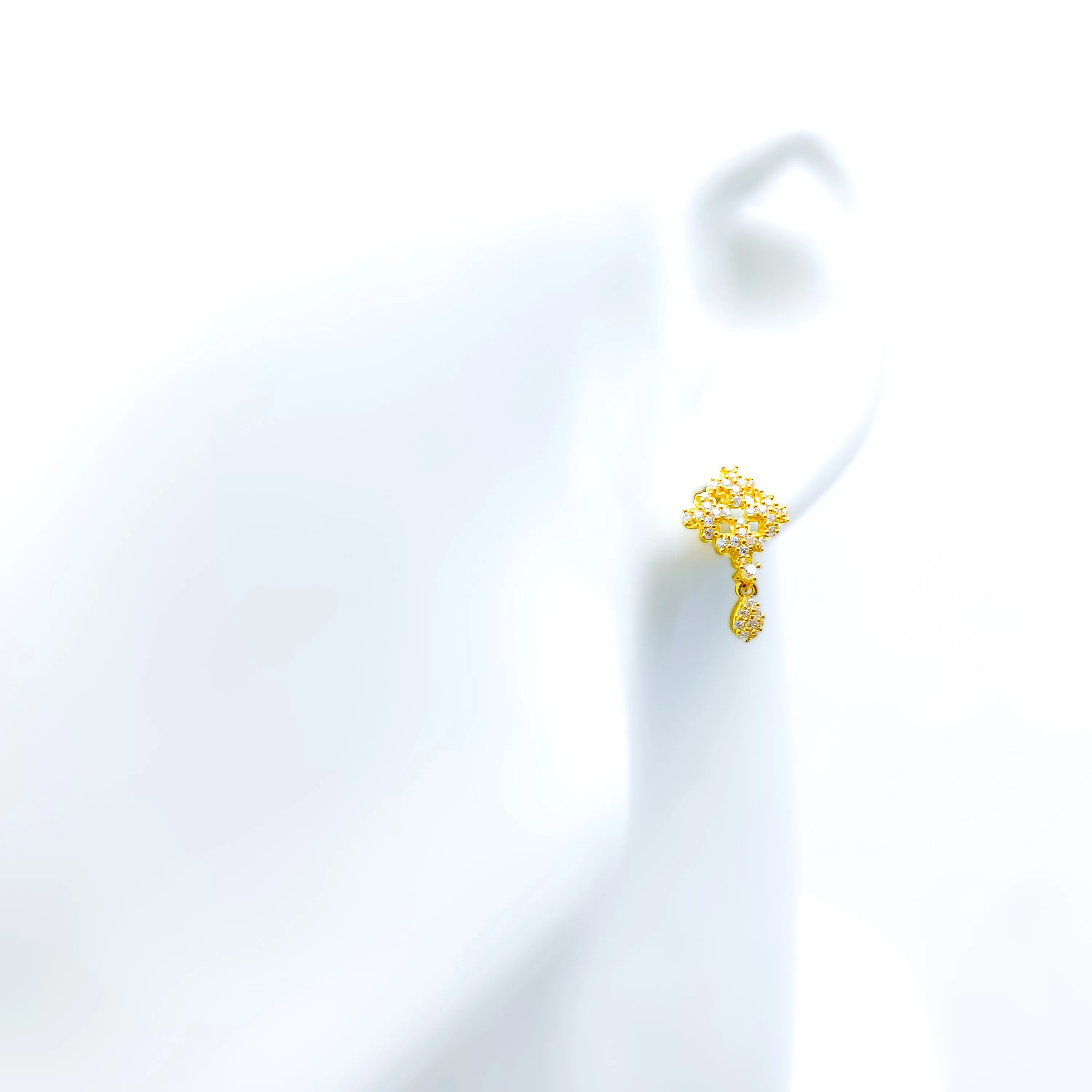 Magnificent Lightweight 22k Gold CZ Earrings