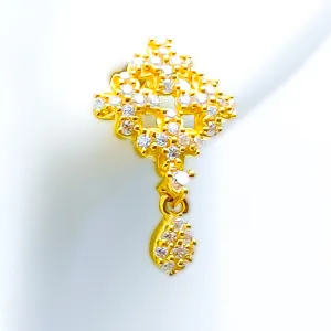 Magnificent Lightweight 22k Gold CZ Earrings