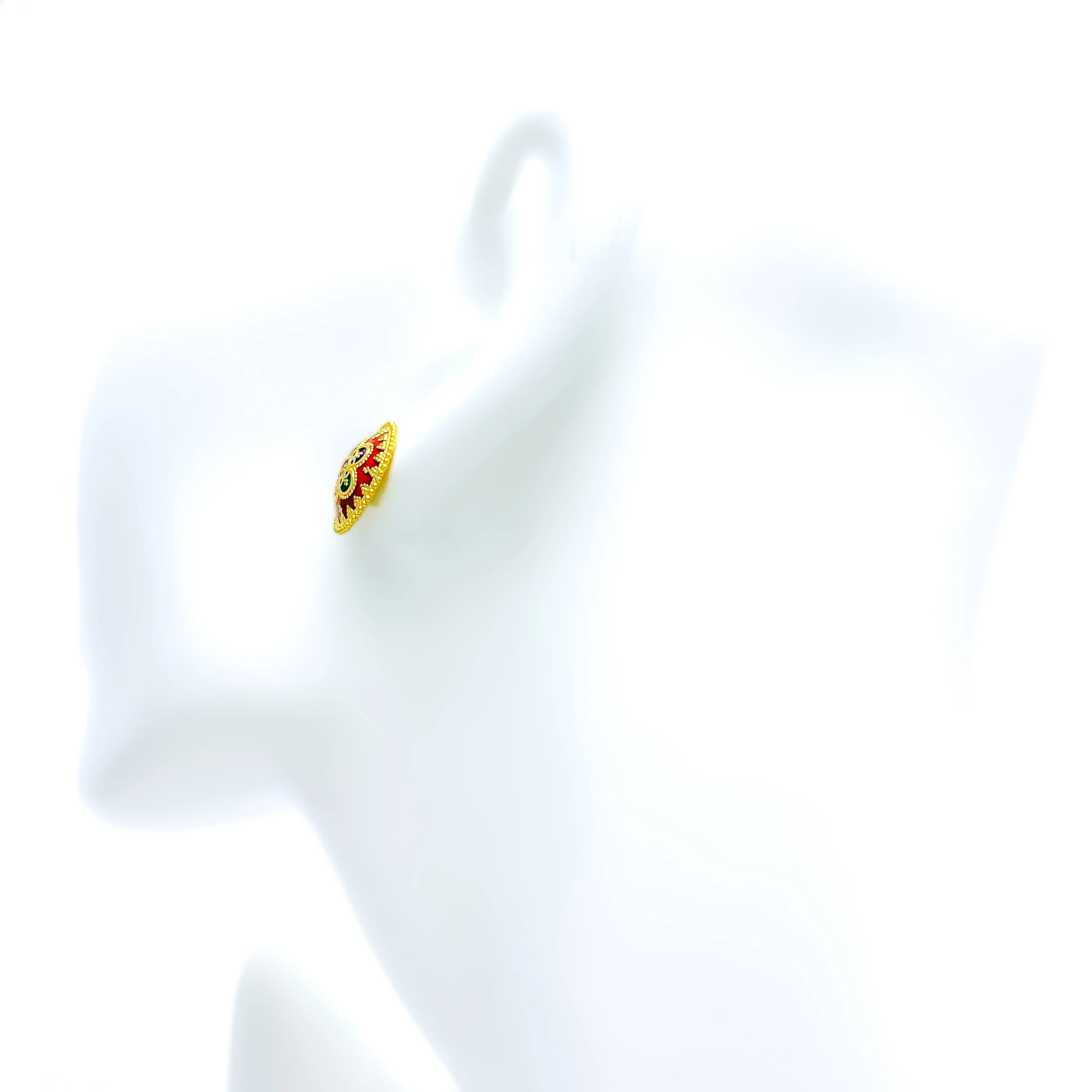Magnificent Meena Flower 22k Gold Earrings