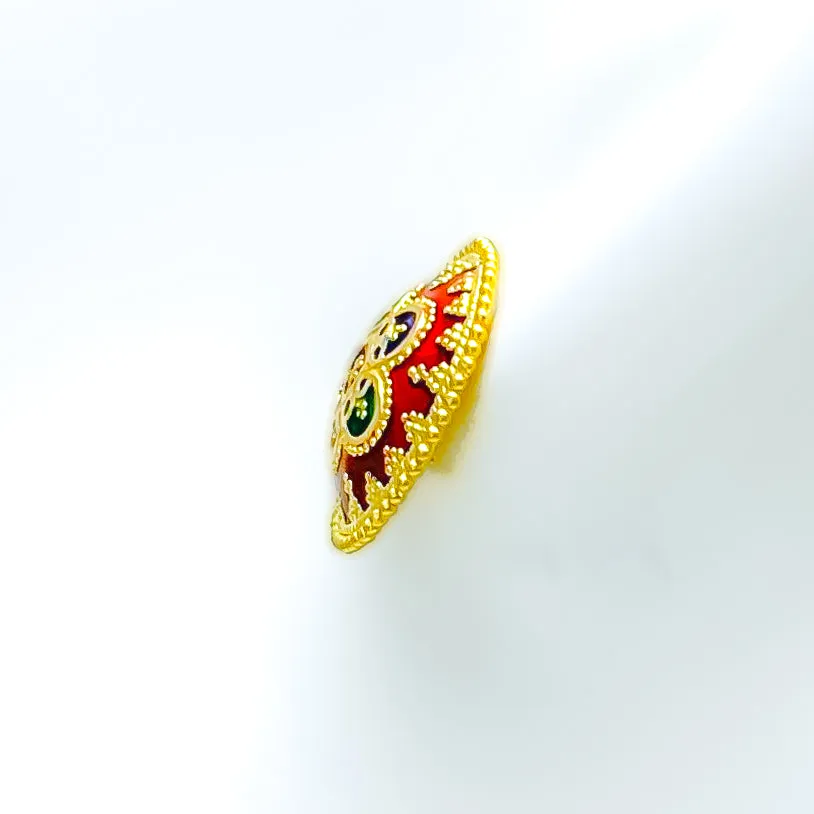 Magnificent Meena Flower 22k Gold Earrings