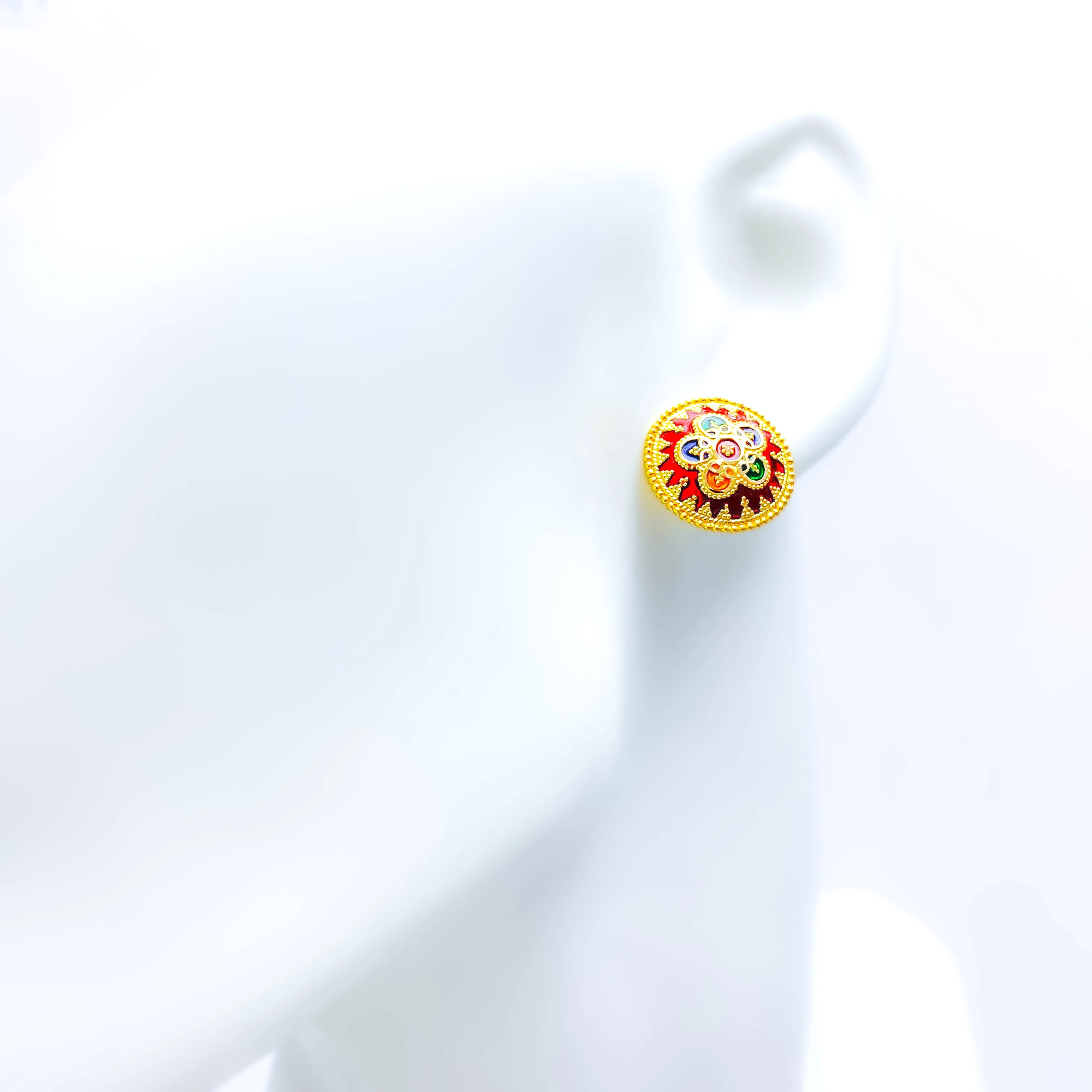 Magnificent Meena Flower 22k Gold Earrings