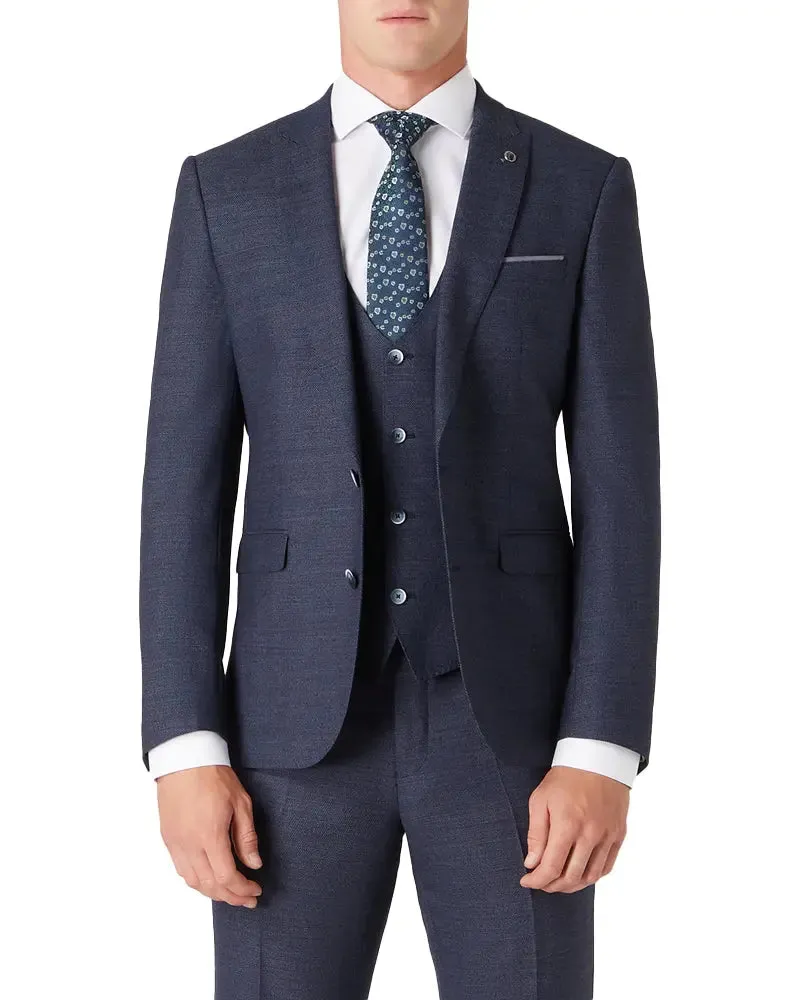 Mario Textured Suit Jacket - Navy