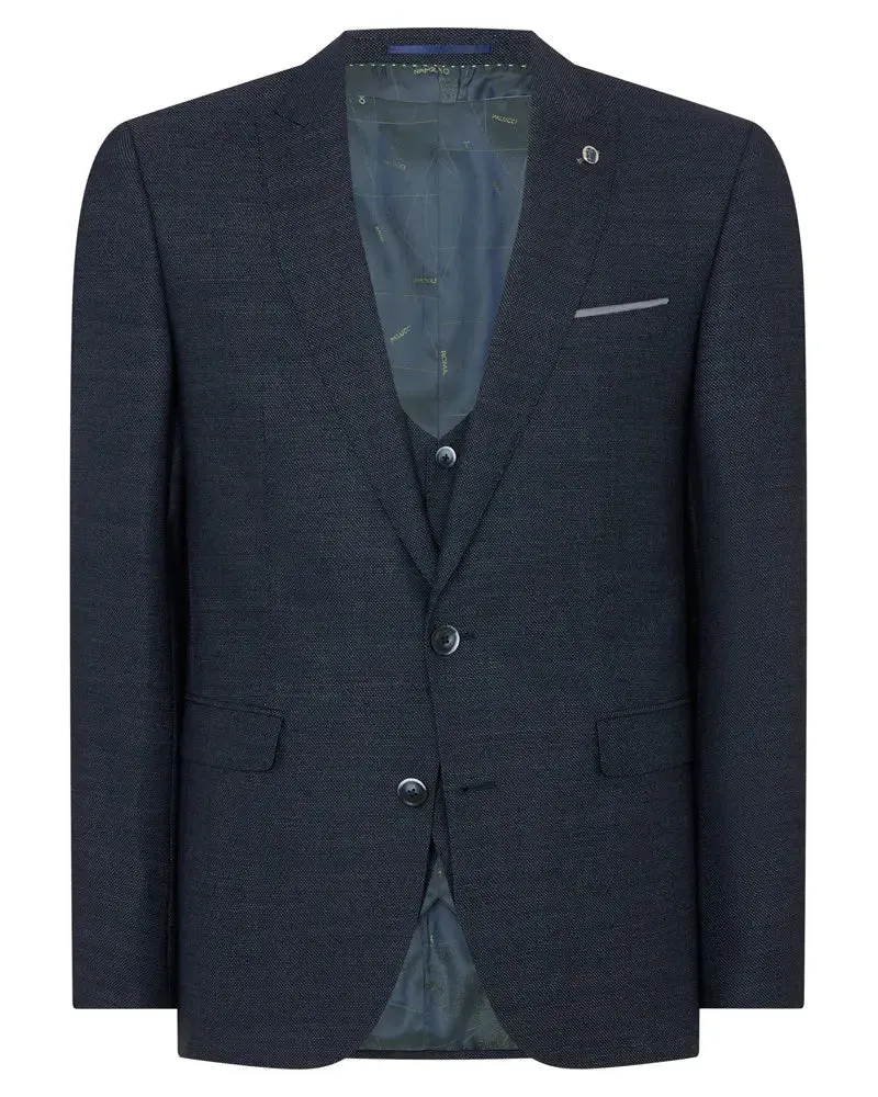 Mario Textured Suit Jacket - Navy