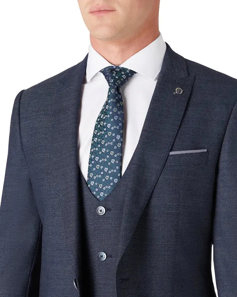 Mario Textured Suit Jacket - Navy