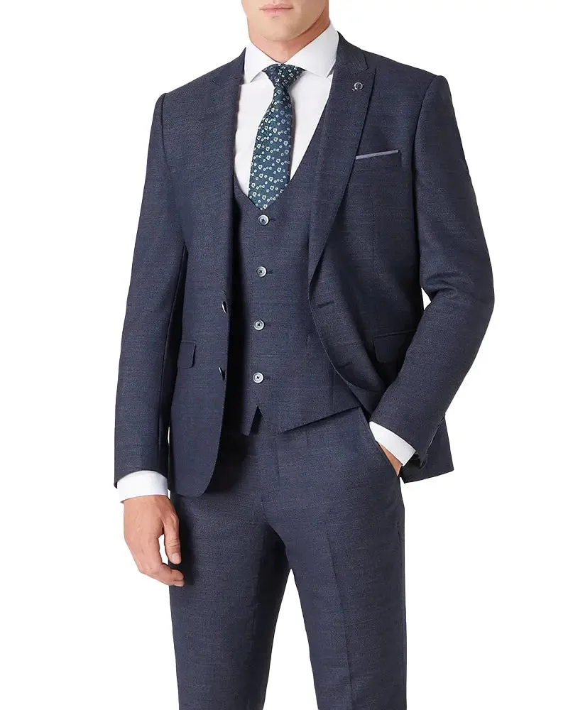 Mario Textured Suit Jacket - Navy