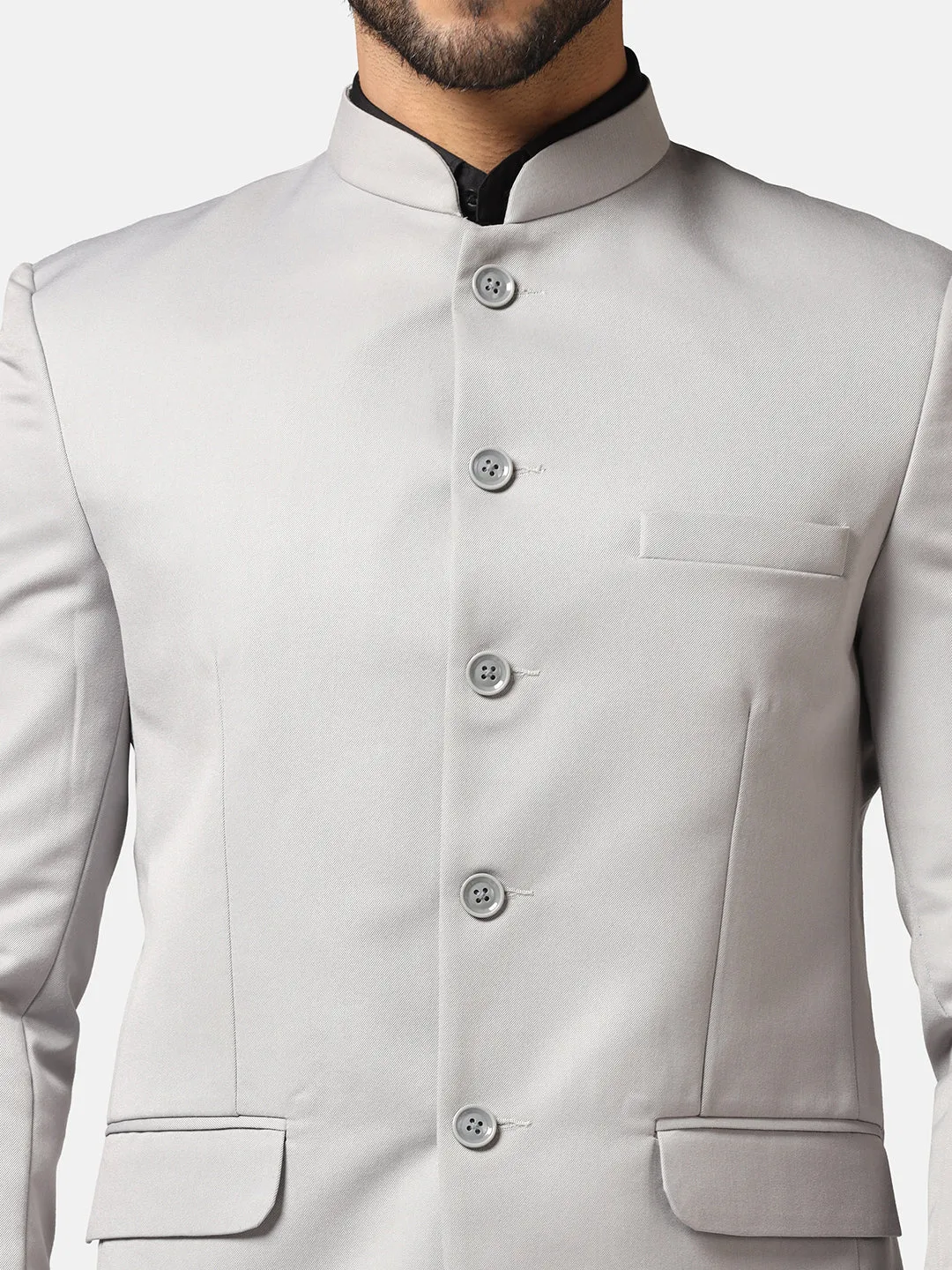 Men Light Grey Bandhgala Blazer