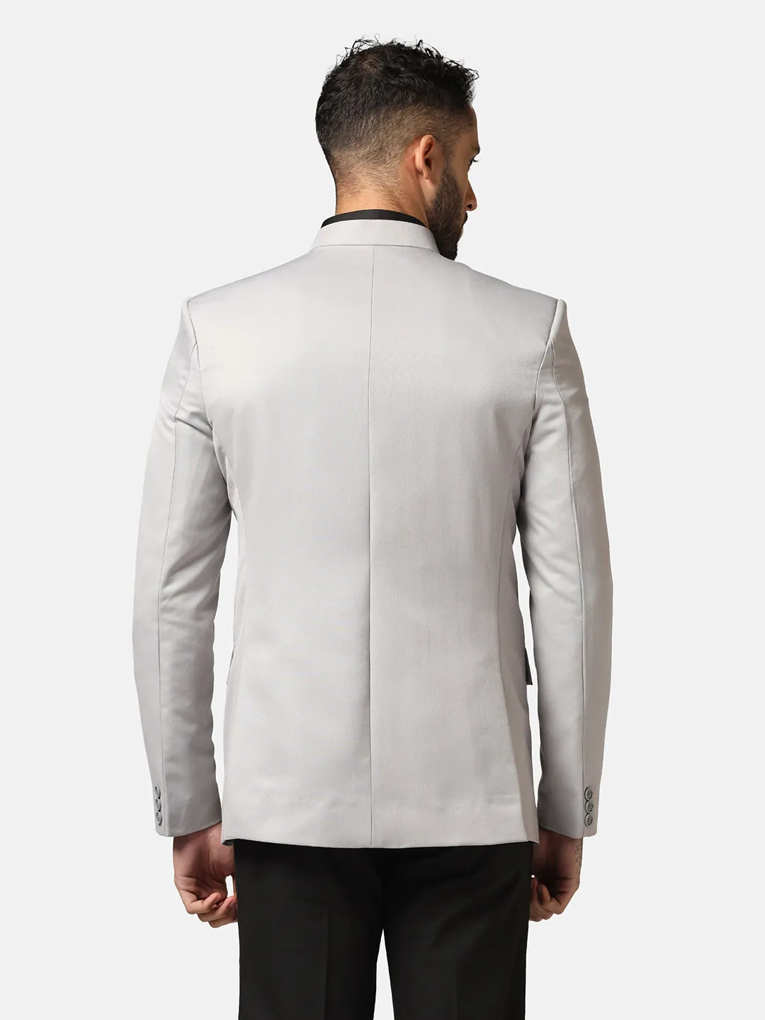 Men Light Grey Bandhgala Blazer
