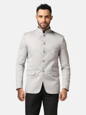 Men Light Grey Bandhgala Blazer