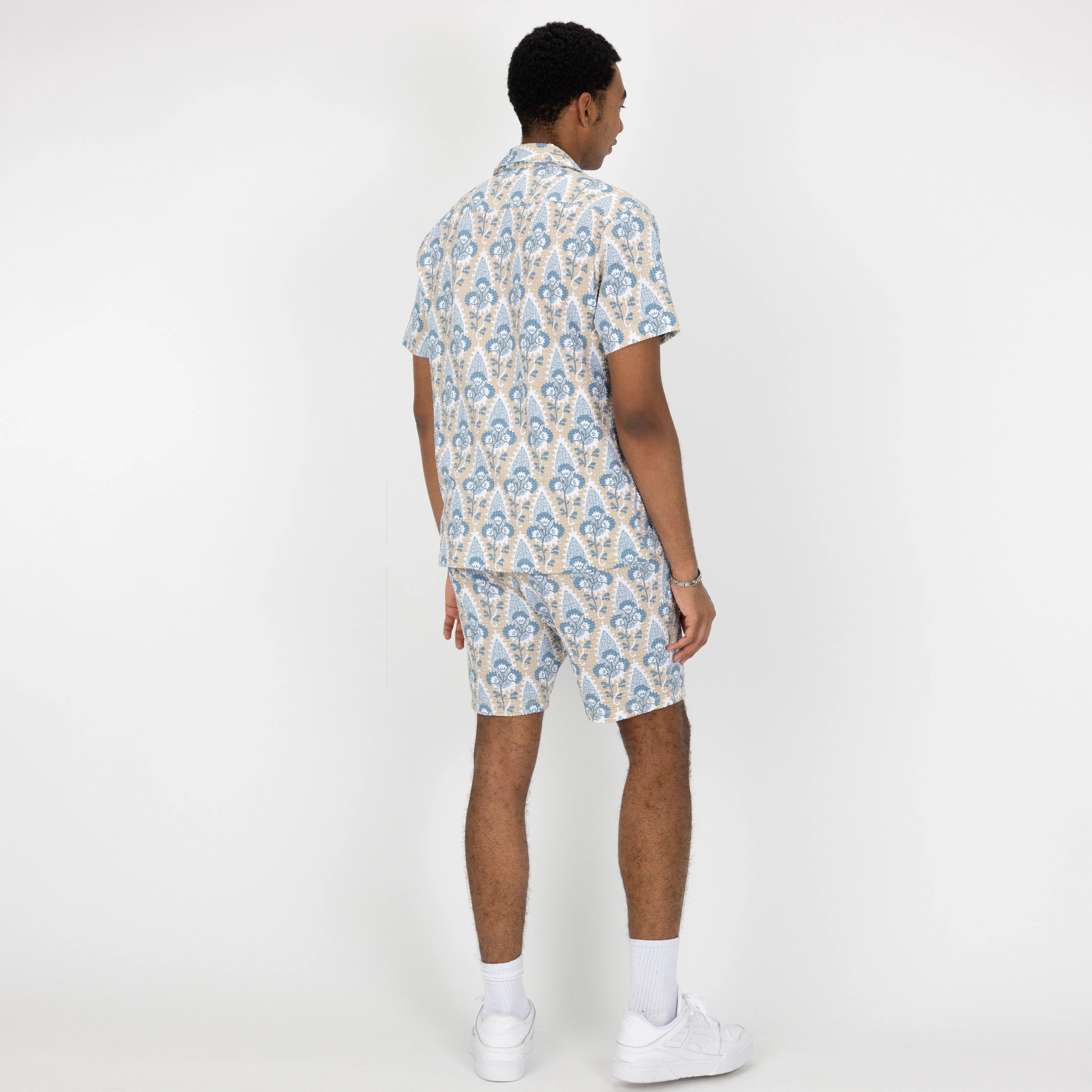 Mens Cool Knit Seersucker Shorts - Ancient Scroll