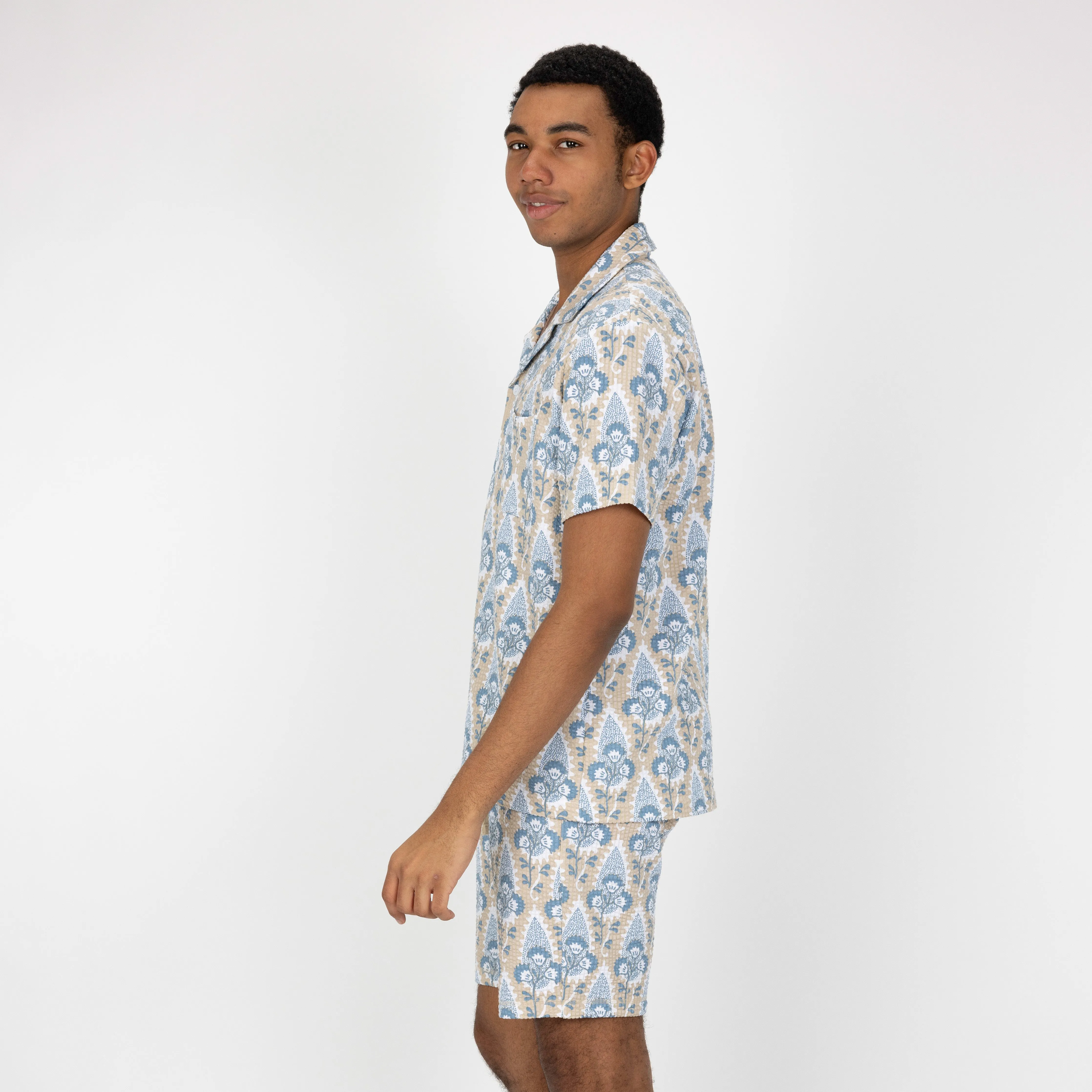Mens Cool Knit Seersucker Shorts - Ancient Scroll