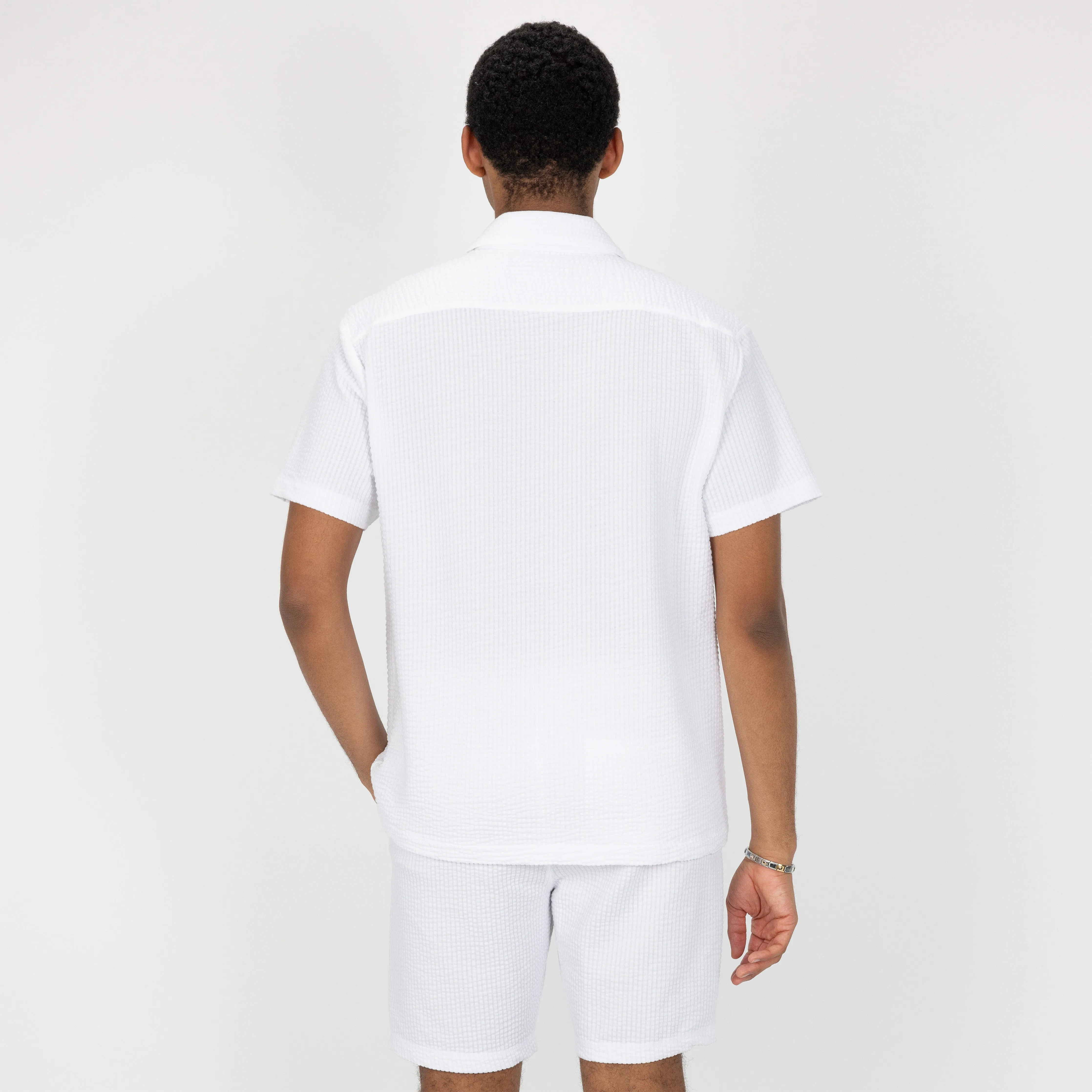 Mens Cool Knit Seersucker Shorts - White