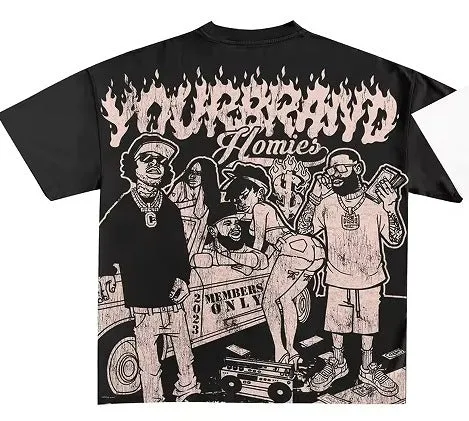 Men's Hip-Hop Graphic Cotton T-Shirt.