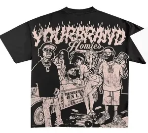 Men's Hip-Hop Graphic Cotton T-Shirt.