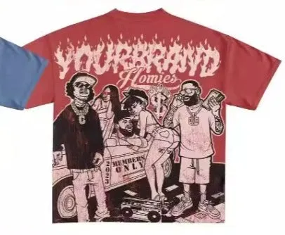 Men's Hip-Hop Graphic Cotton T-Shirt.