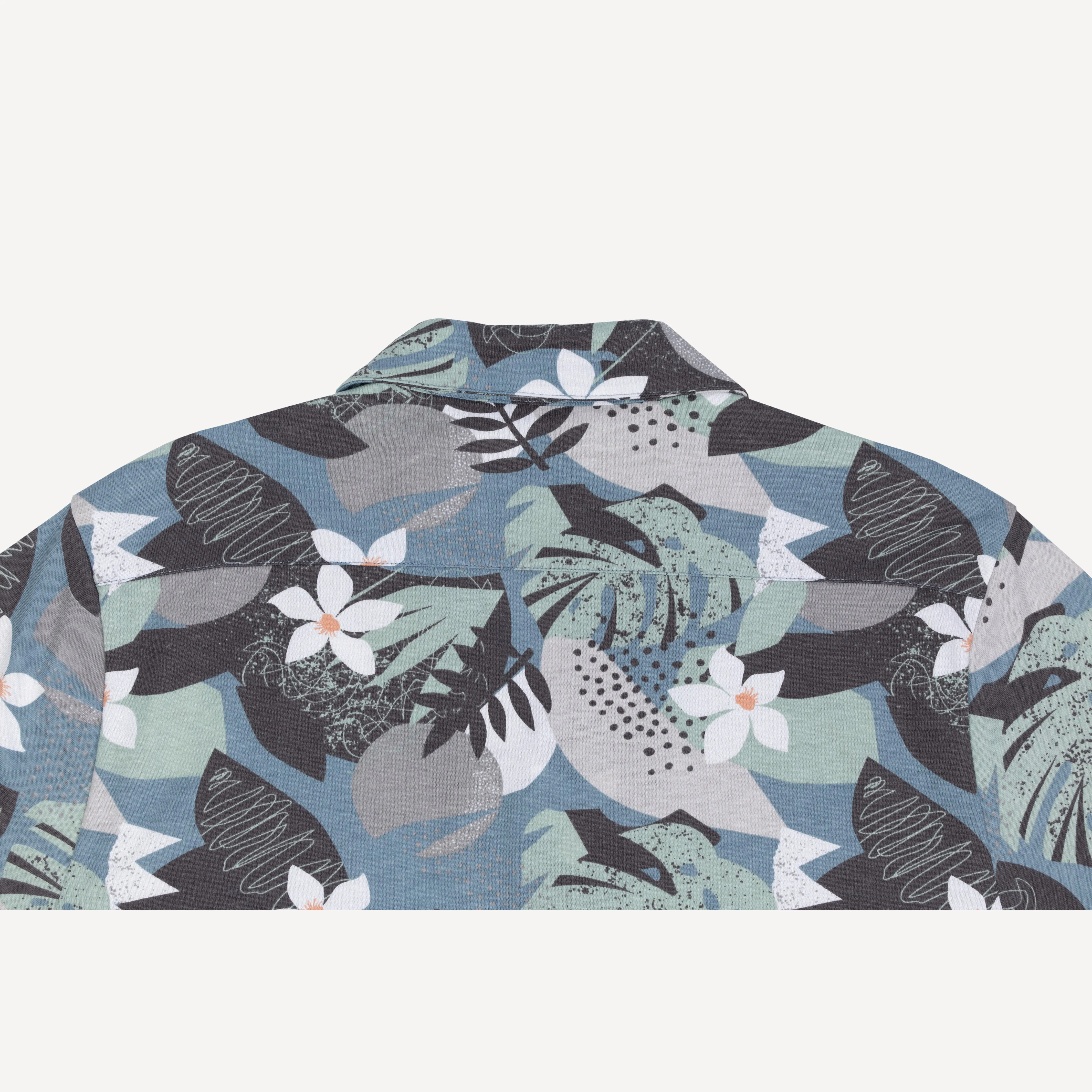 Mens Knit Camp Shirt and Short Set - Citadel / Flower