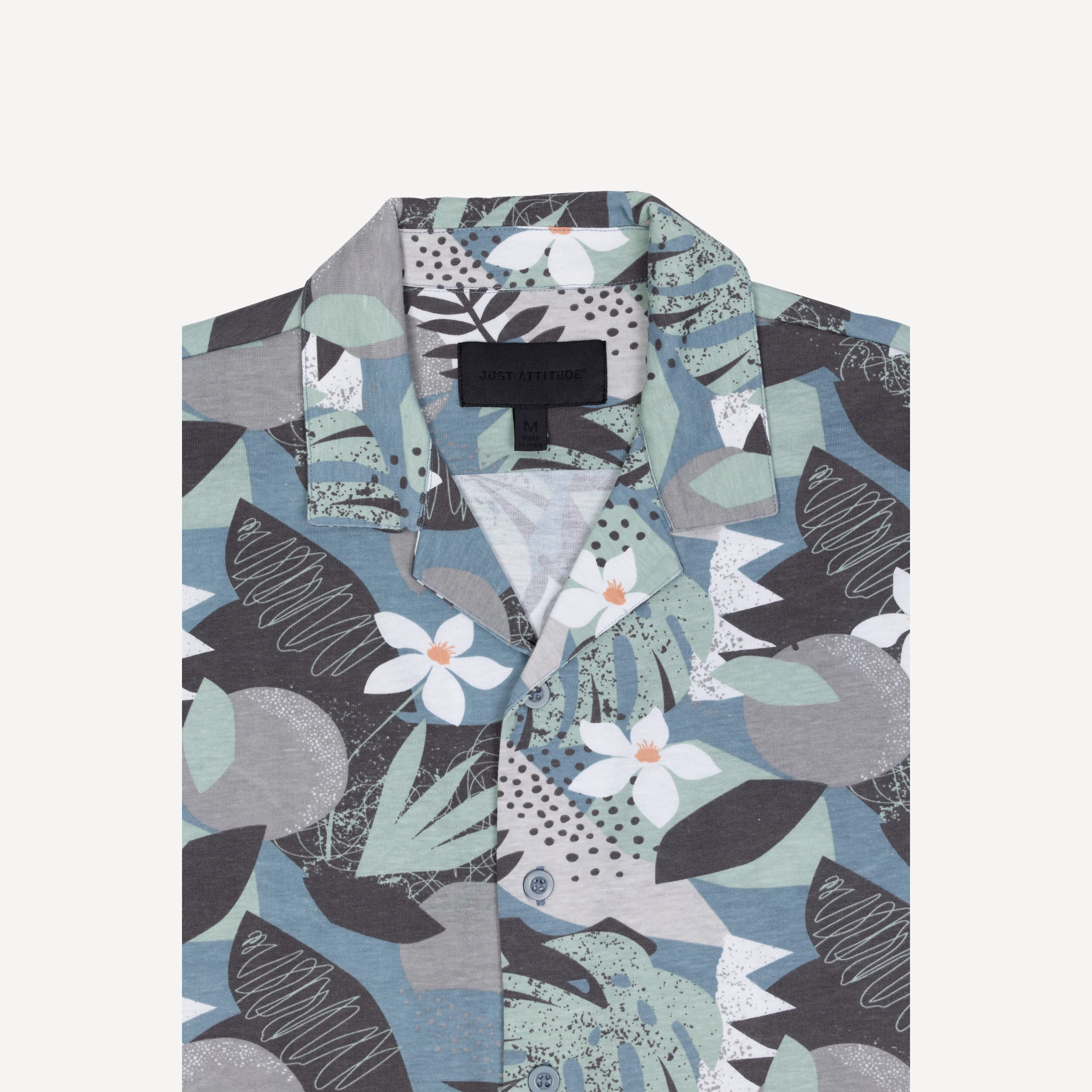 Mens Knit Camp Shirt and Short Set - Citadel / Flower