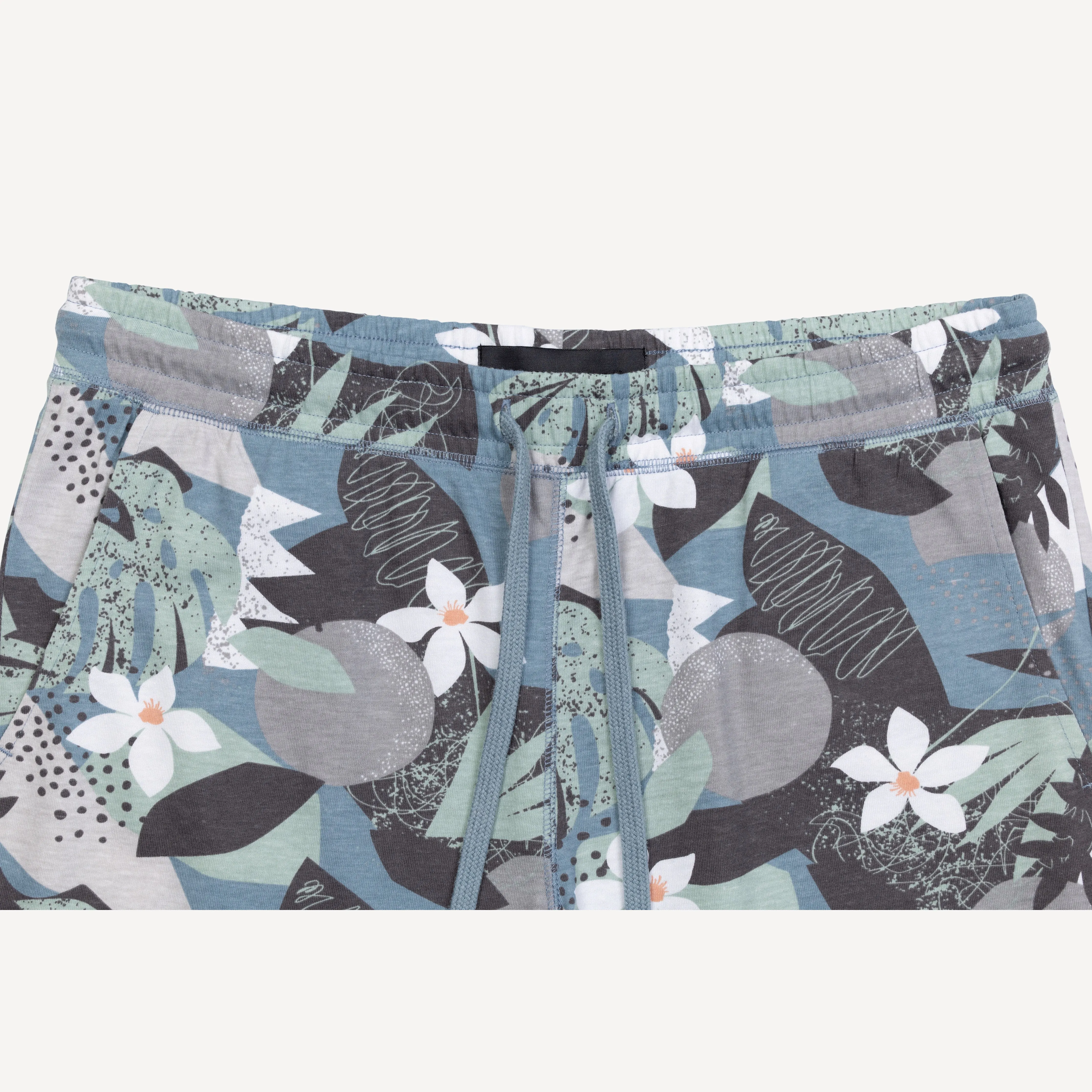 Mens Knit Camp Shirt and Short Set - Citadel / Flower